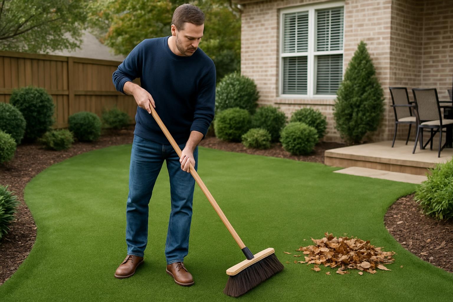 Well-maintained artificial grass installation in a Birmingham backyard with clean, green turf and tidy landscaping