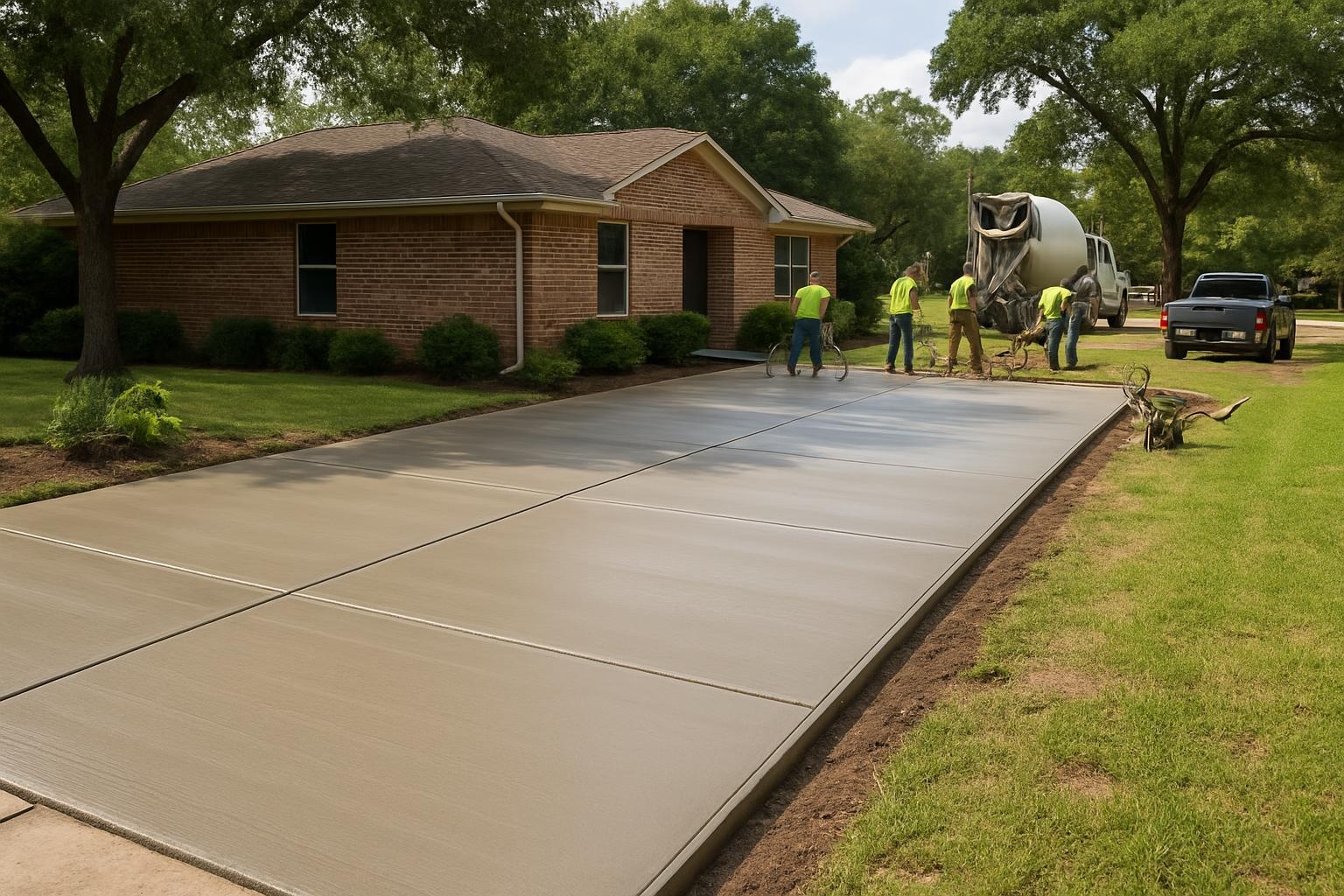 New concrete driveway installed by a concrete contractor in Tyler, TX