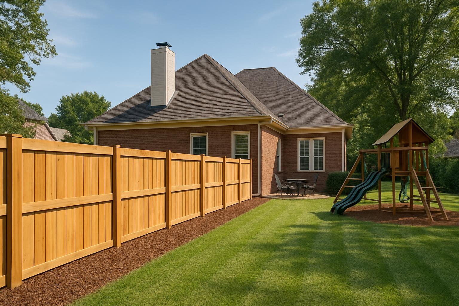 New wood fence installation in a Germantown, TN backyard by Germantown Fence Company