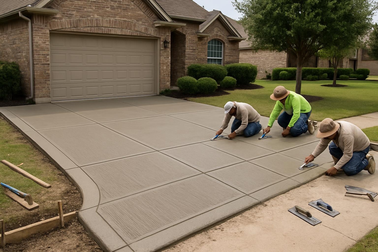 New concrete driveway installation by a concrete contractor in Frisco, TX