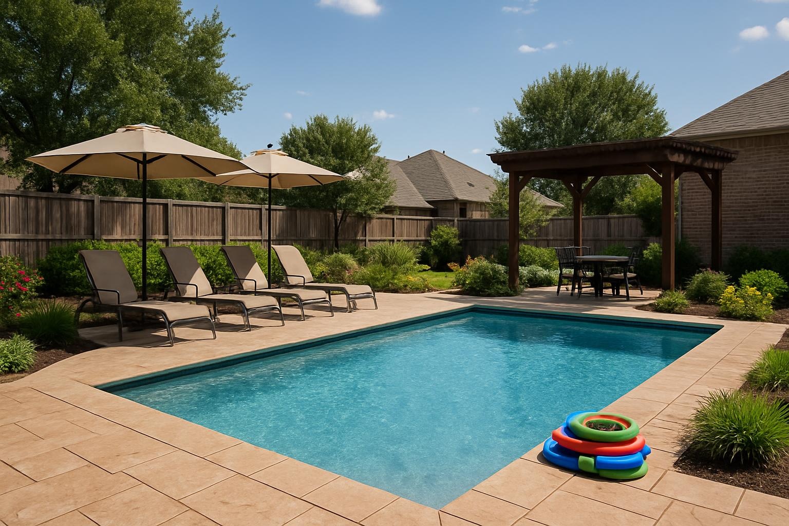 Concrete pool deck installed by a concrete contractor in Frisco, TX