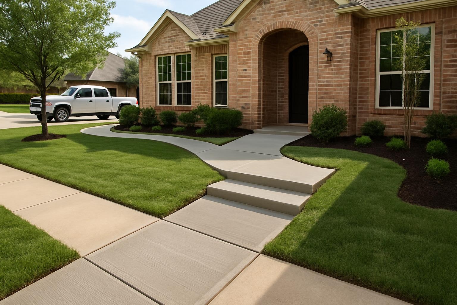 Residential concrete sidewalk repair by a concrete contractor in Frisco, TX