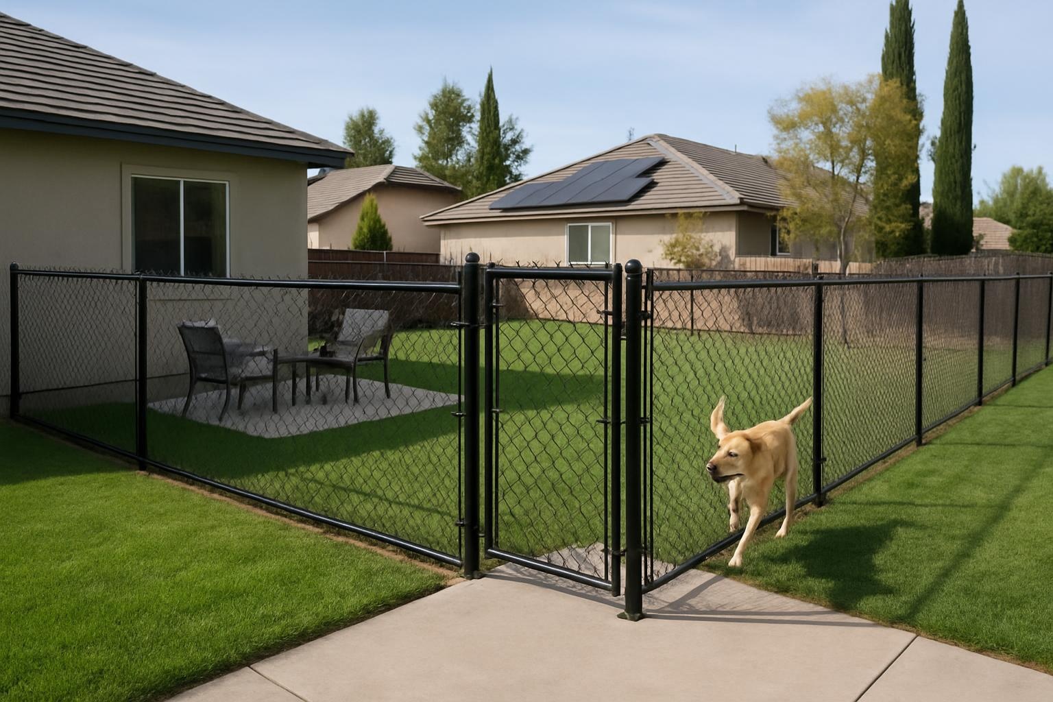 Residential chain link fence installation in Bakersfield CA securing a backyard