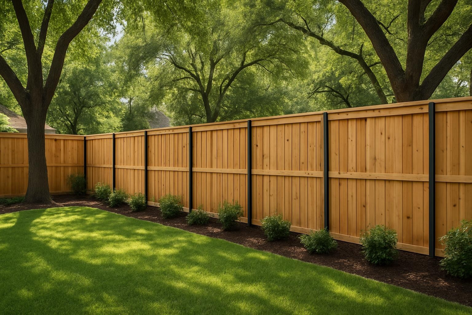 New privacy fence installation in a shady backyard by Legendary Fence Company Dallas