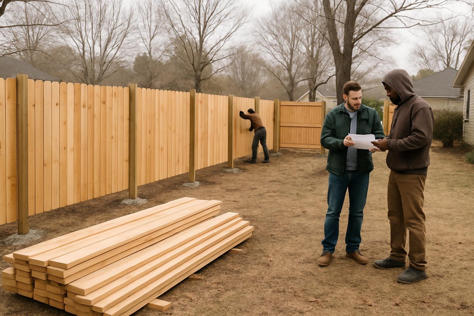 Winter fence installation in Fayetteville, NC backyard by Legendary Fence Company Fayetteville