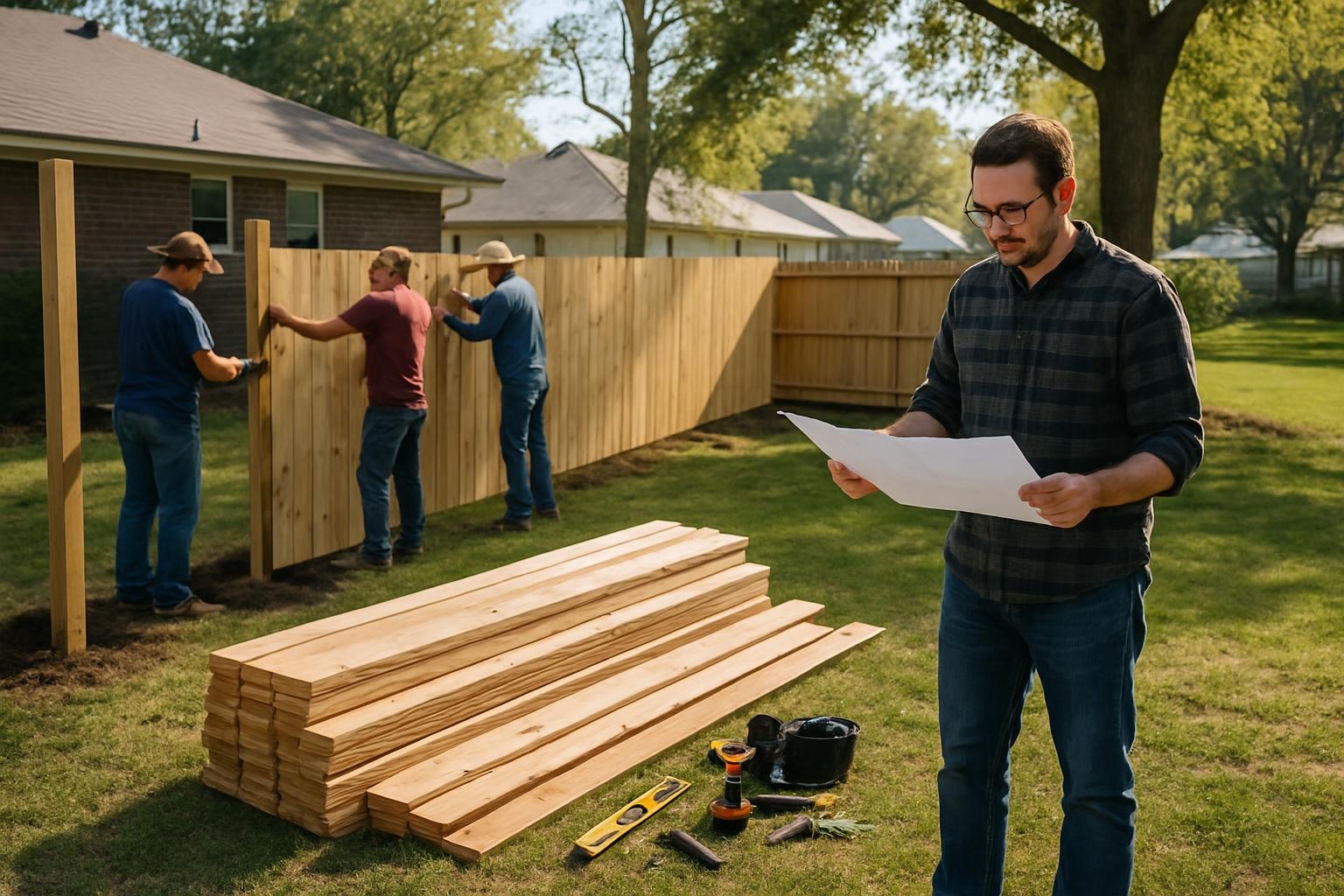 Residential fence installation in North Little Rock AR showing new wood privacy fence