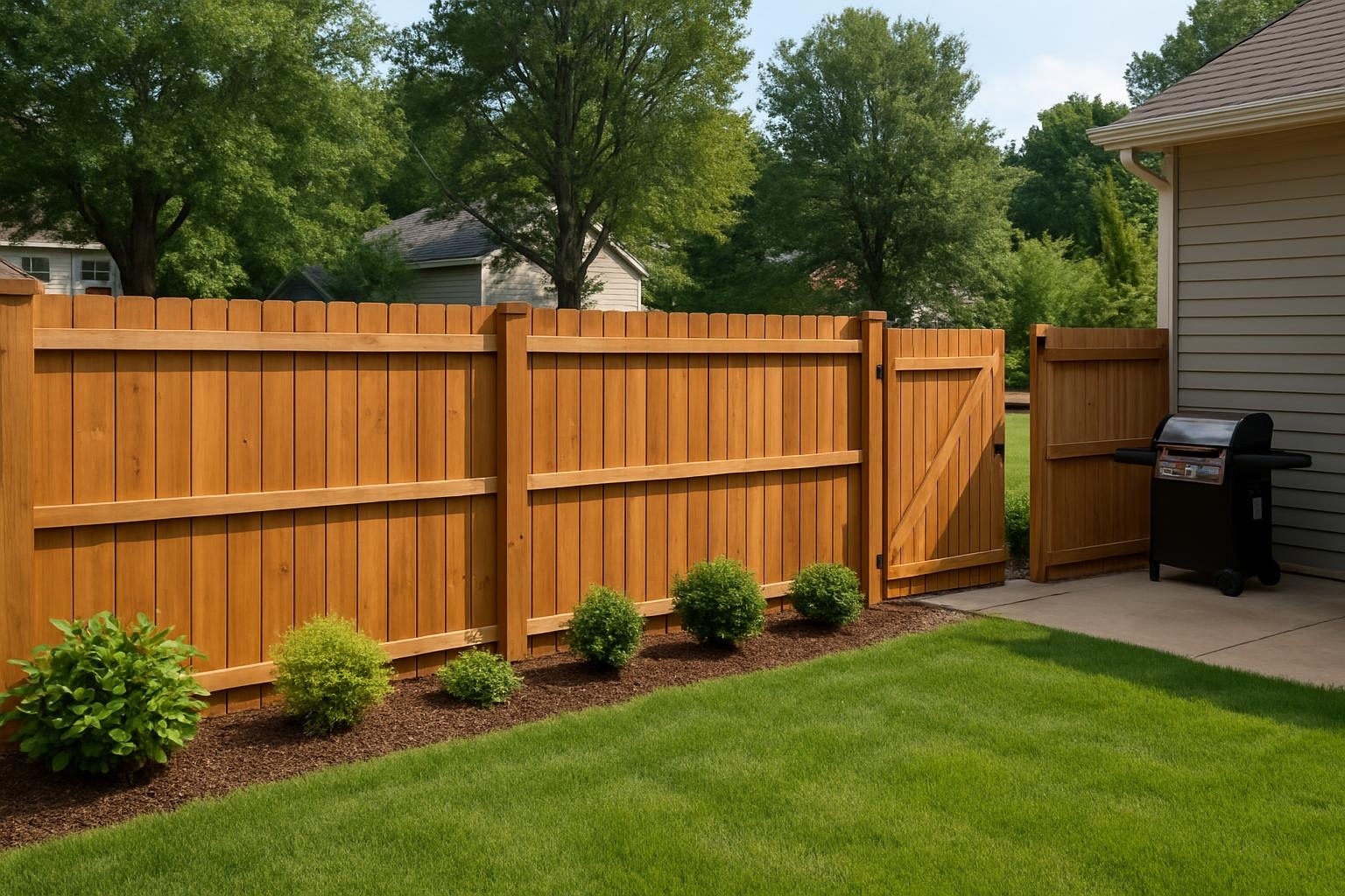 Well-maintained wood fence installation in a Rock Hill SC backyard