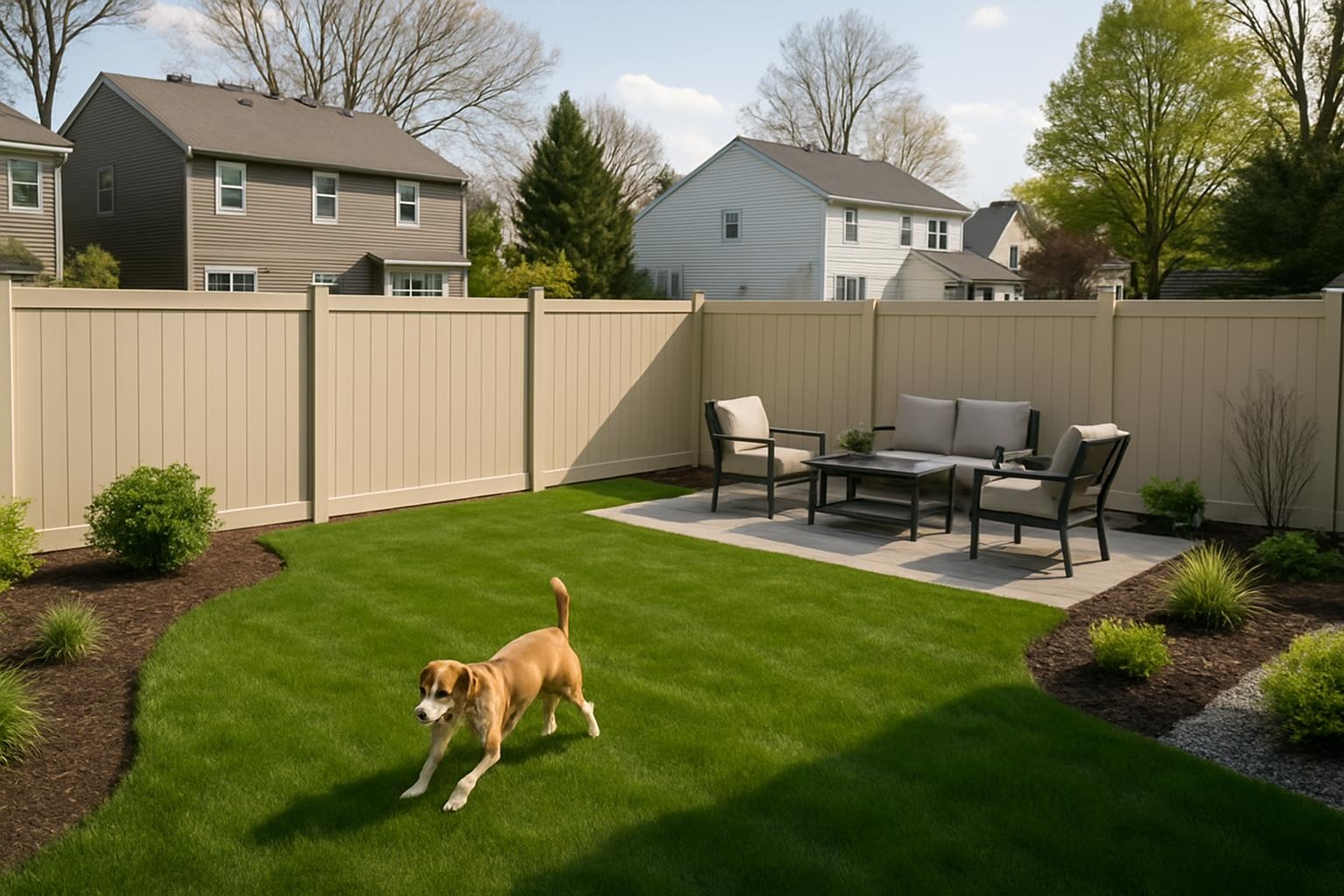 New privacy fence installation in a Strongsville backyard by Legendary Fence Company Strongsville