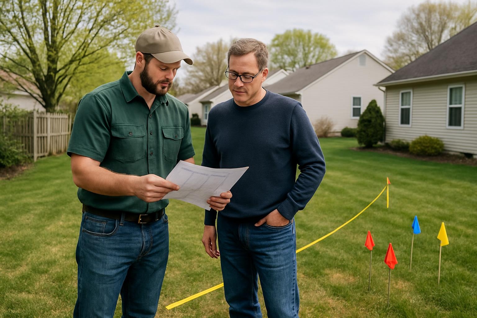 Crew planning fence installation with permits and property lines in Strongsville