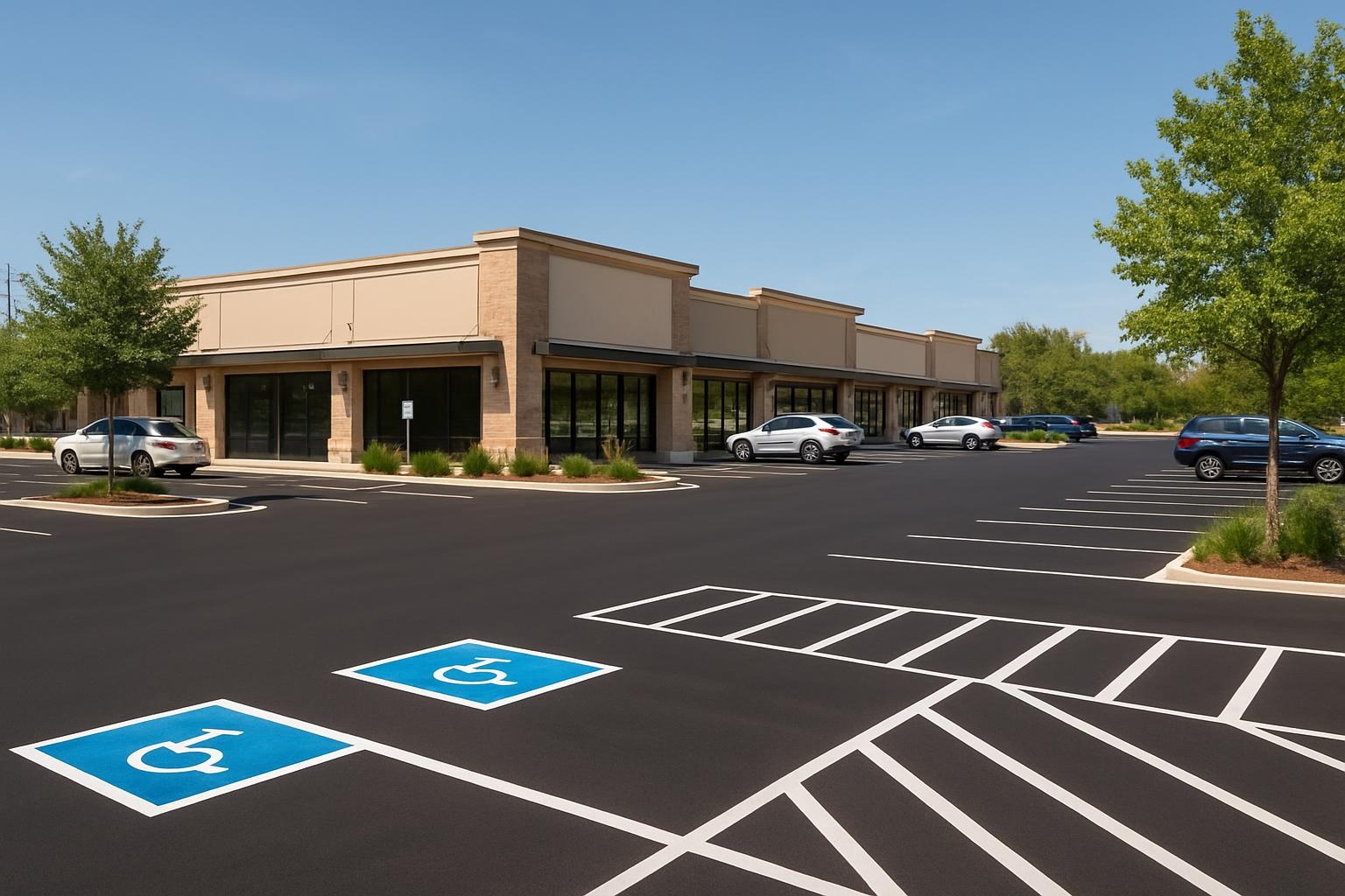 Freshly completed asphalt paving project by Precision Asphalt Austin in Austin, TX