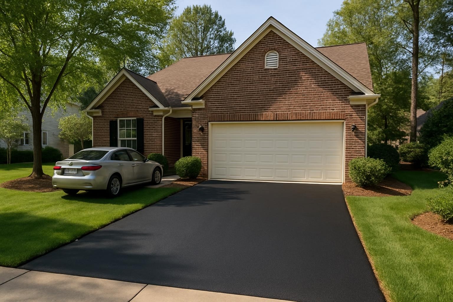Freshly paved asphalt driveway in Durham with smooth blacktop surface