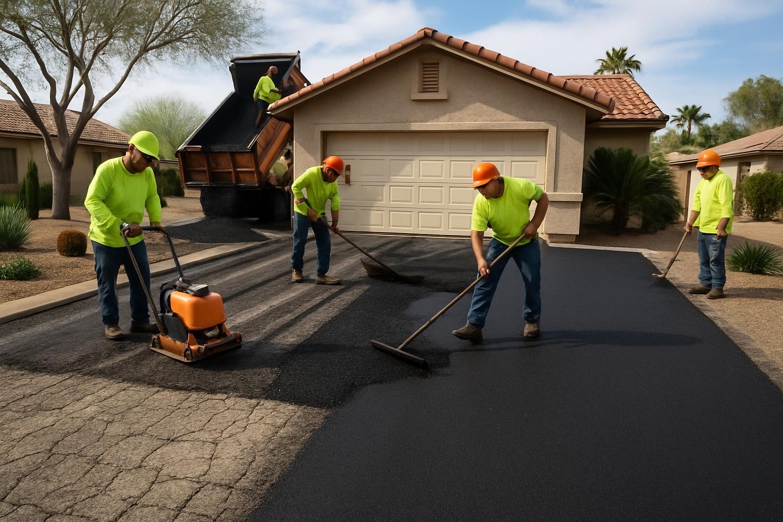 Residential asphalt driveway repair and replacement work in Glendale AZ by Precision Asphalt Glendale
