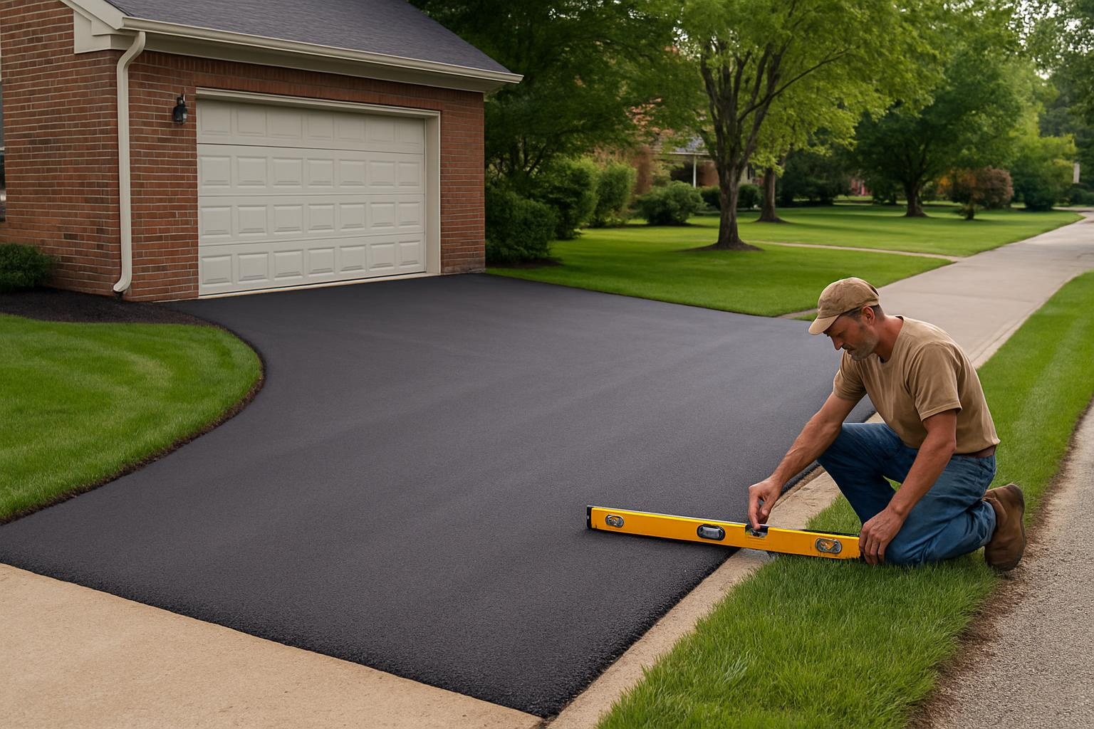Asphalt driveway with proper drainage and grading in Louisville KY