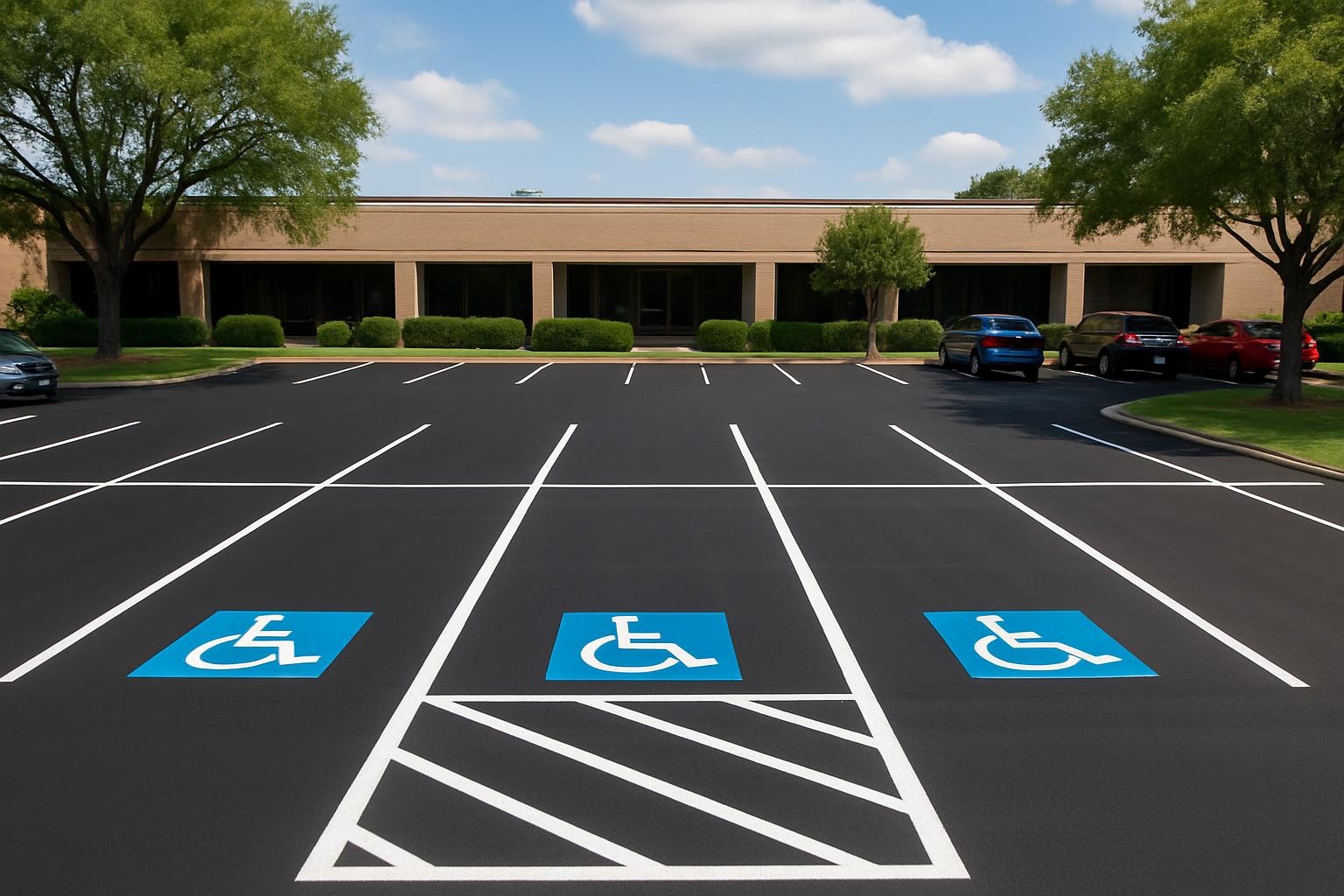 Freshly paved asphalt parking lot in Plano, TX by Precision Asphalt Plano