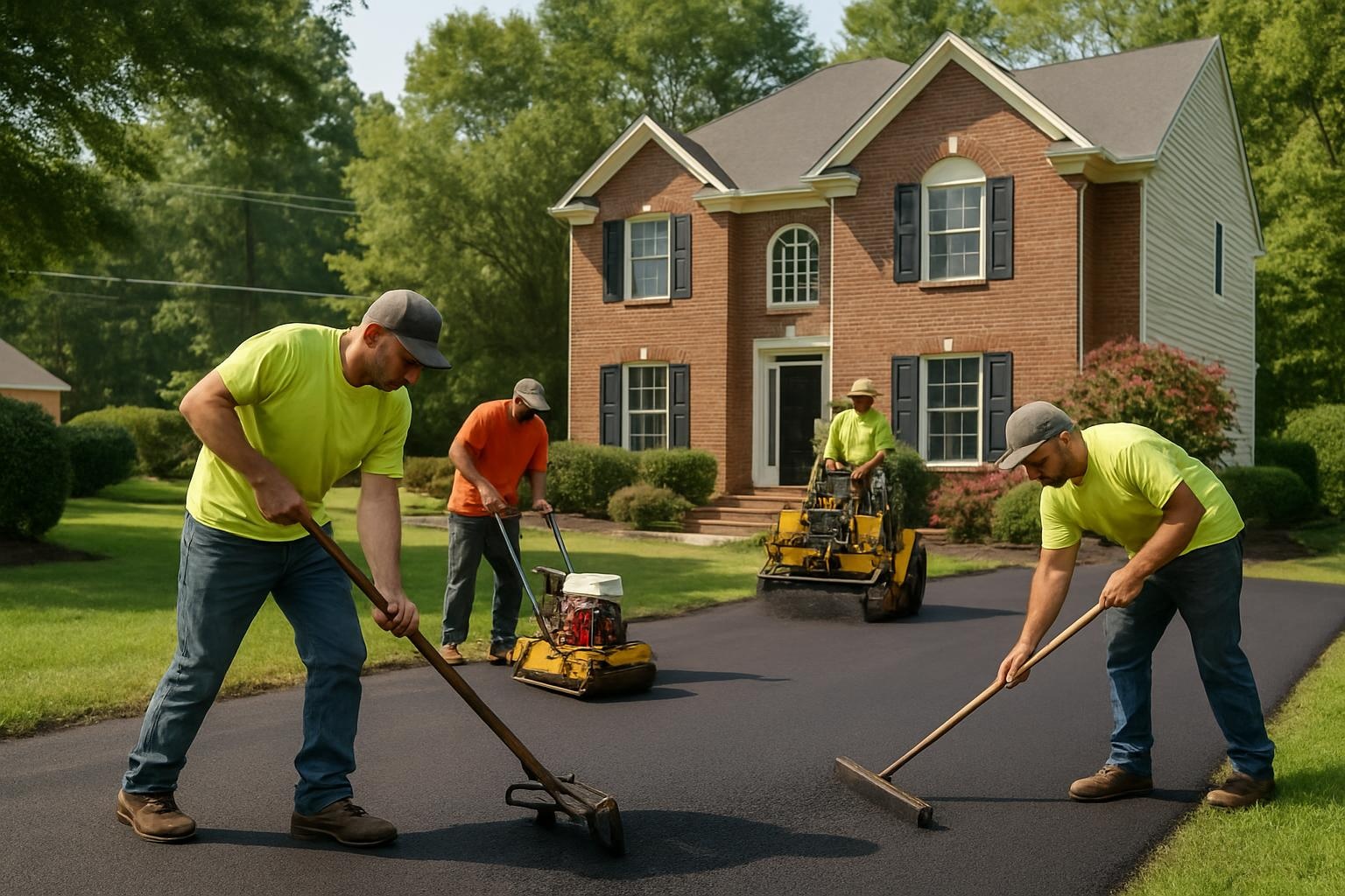 Freshly paved residential asphalt driveway in Richmond VA by Precision Asphalt Richmond