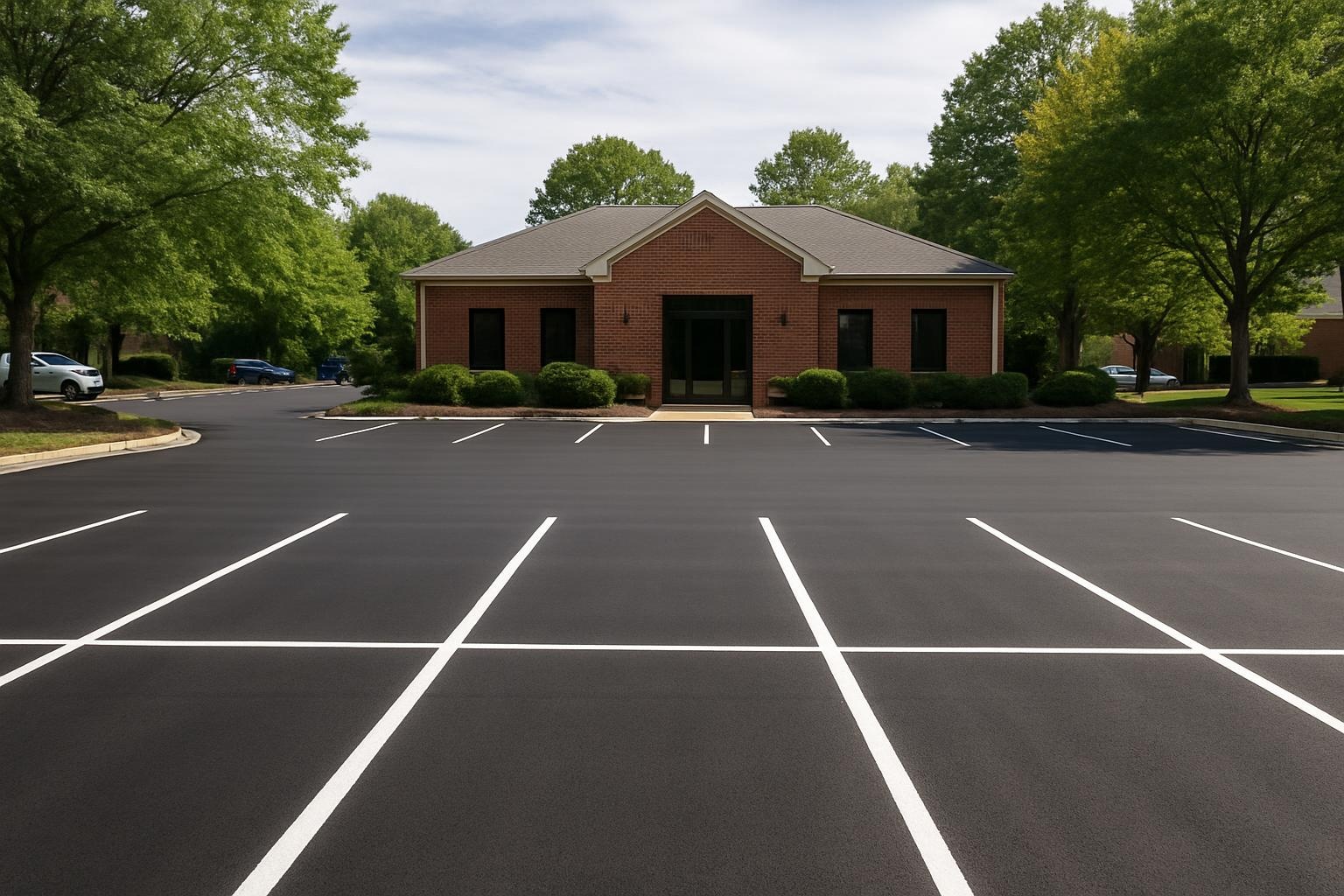 Freshly completed asphalt paving project by Precision Asphalt Richmond in Richmond VA