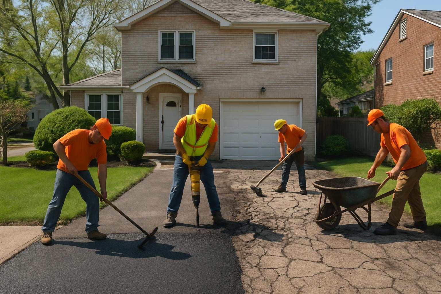 Asphalt driveway repair and replacement by Precision Asphalt Staten Island in a residential Staten Island neighborhood