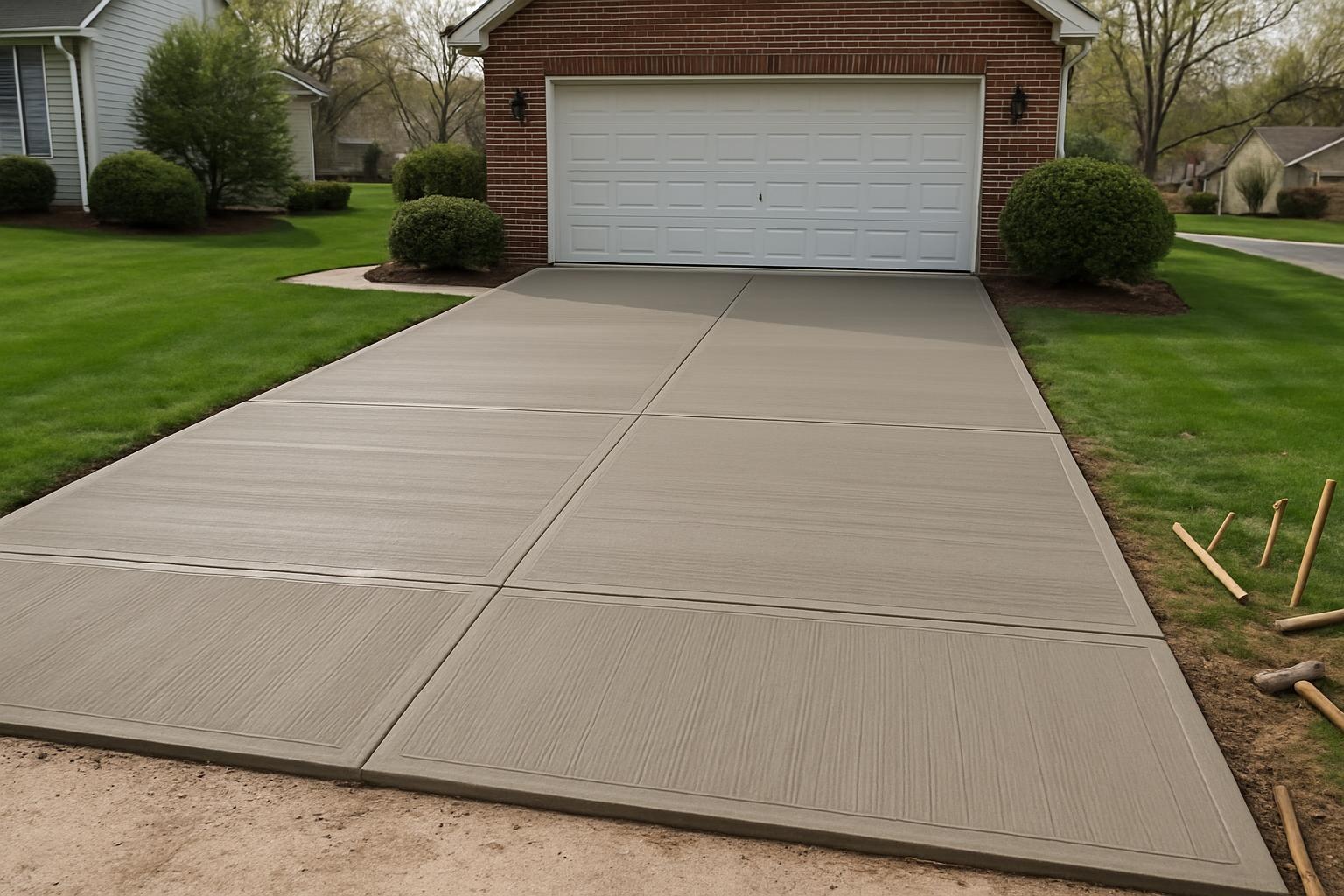 Newly installed concrete driveway by a concrete contractor in Bethlehem, PA