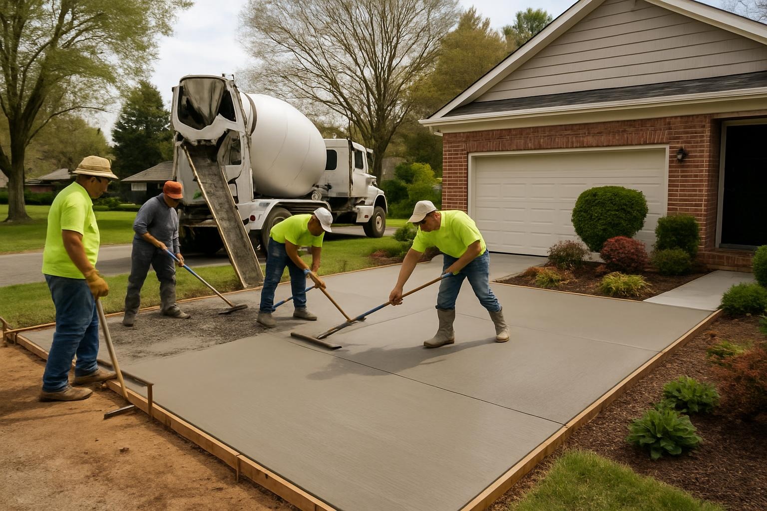 Superior Concrete Greensboro concrete contractor installing a new concrete driveway in Greensboro, NC