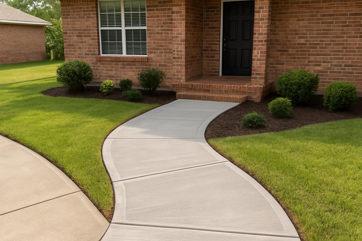 Concrete sidewalk installed by a concrete contractor at a Port Arthur TX home