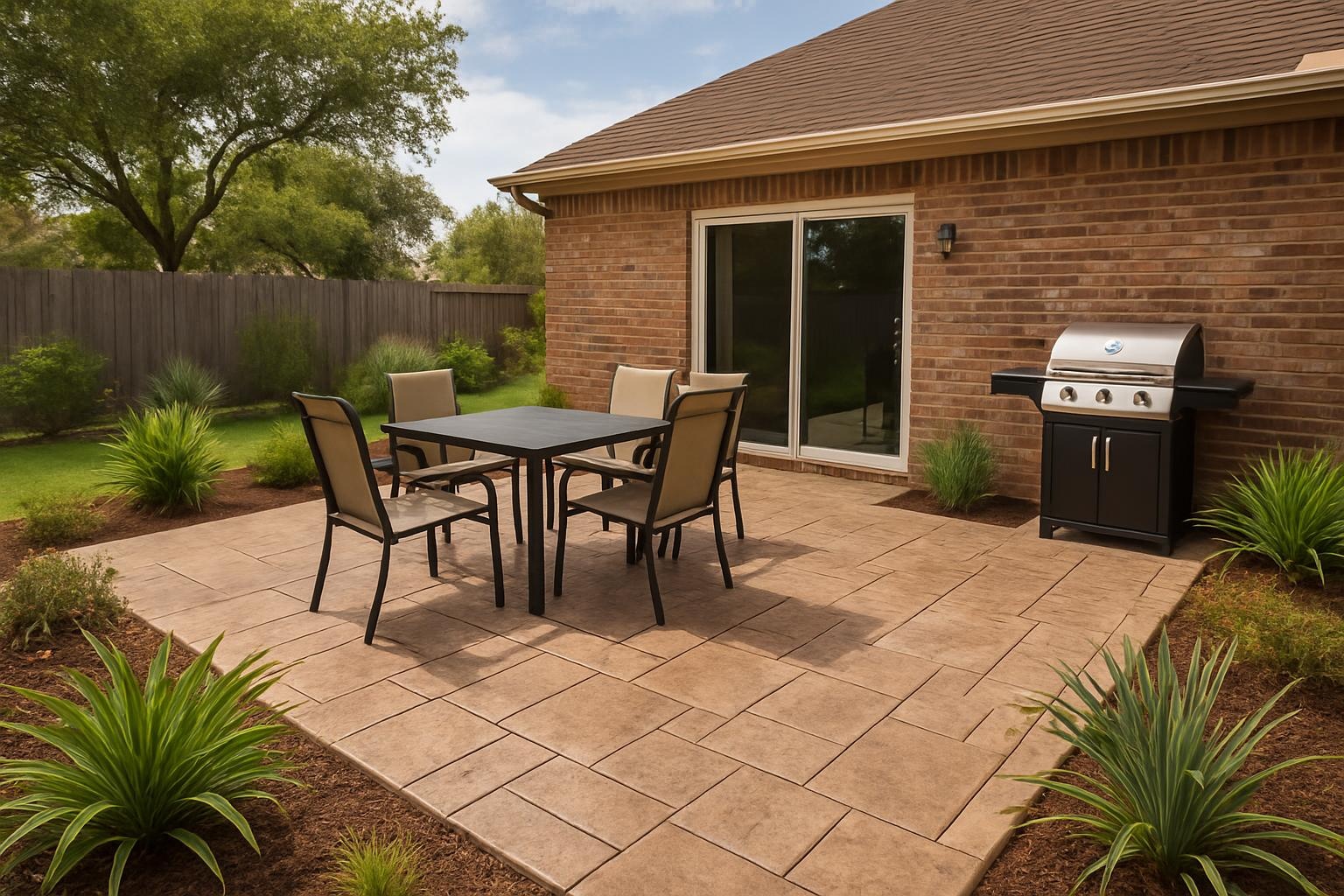 Stamped concrete patio installed by a concrete contractor in Port Arthur TX