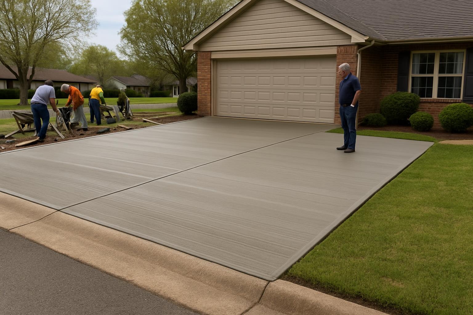 New concrete driveway installed by a concrete contractor in Russellville, AR