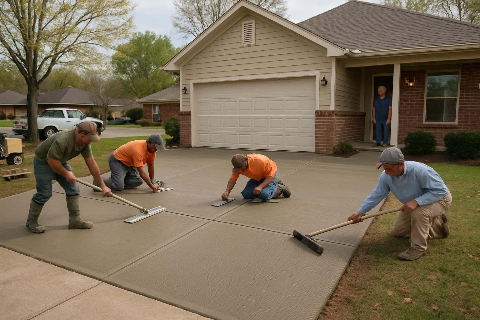 New concrete driveway installed by a concrete contractor in Russellville AR