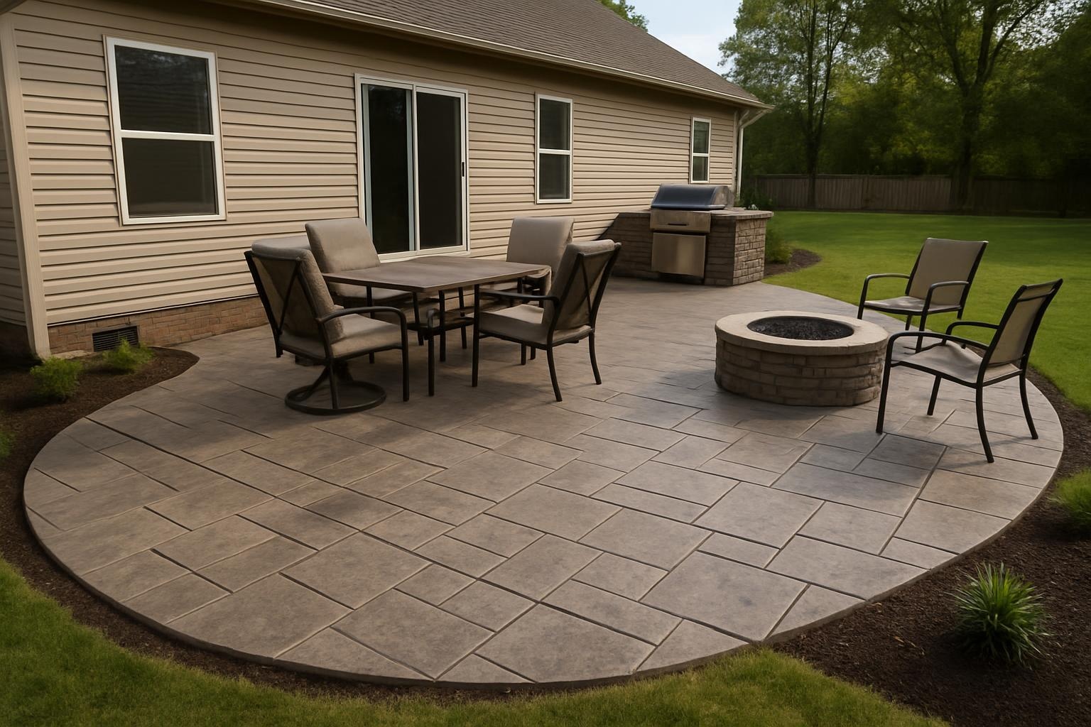 Stamped concrete patio installed by a concrete contractor in Russellville AR