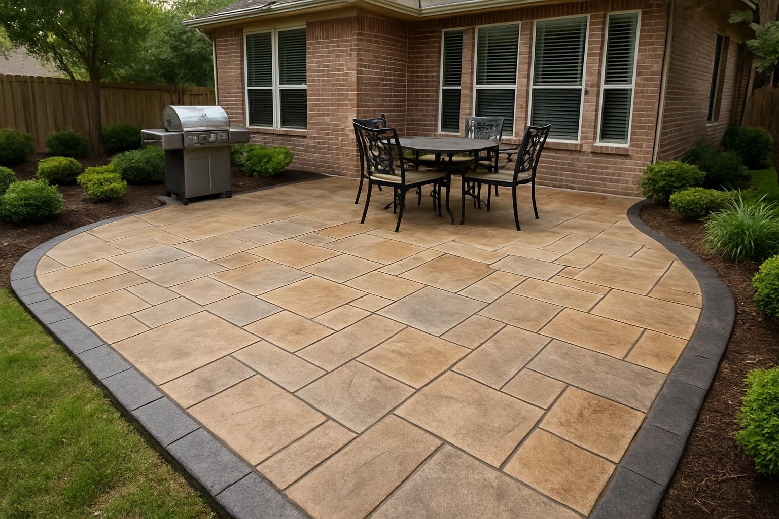 Stamped concrete patio installed by a concrete contractor in Spring, TX