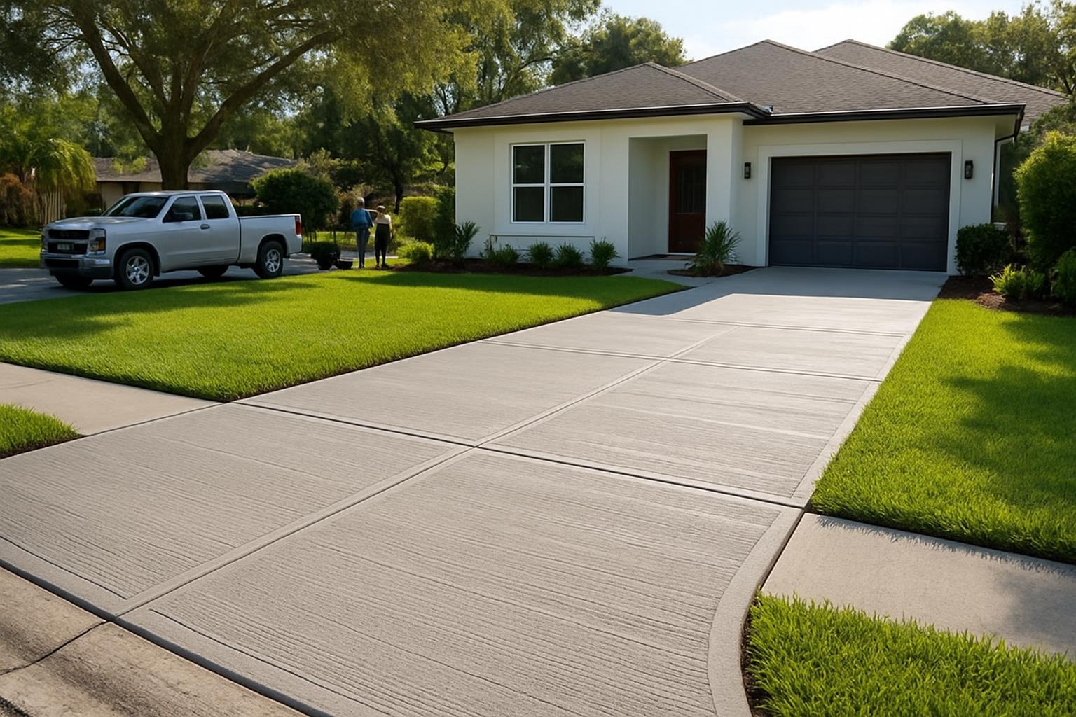 Newly poured concrete driveway by a concrete contractor in Tampa, FL