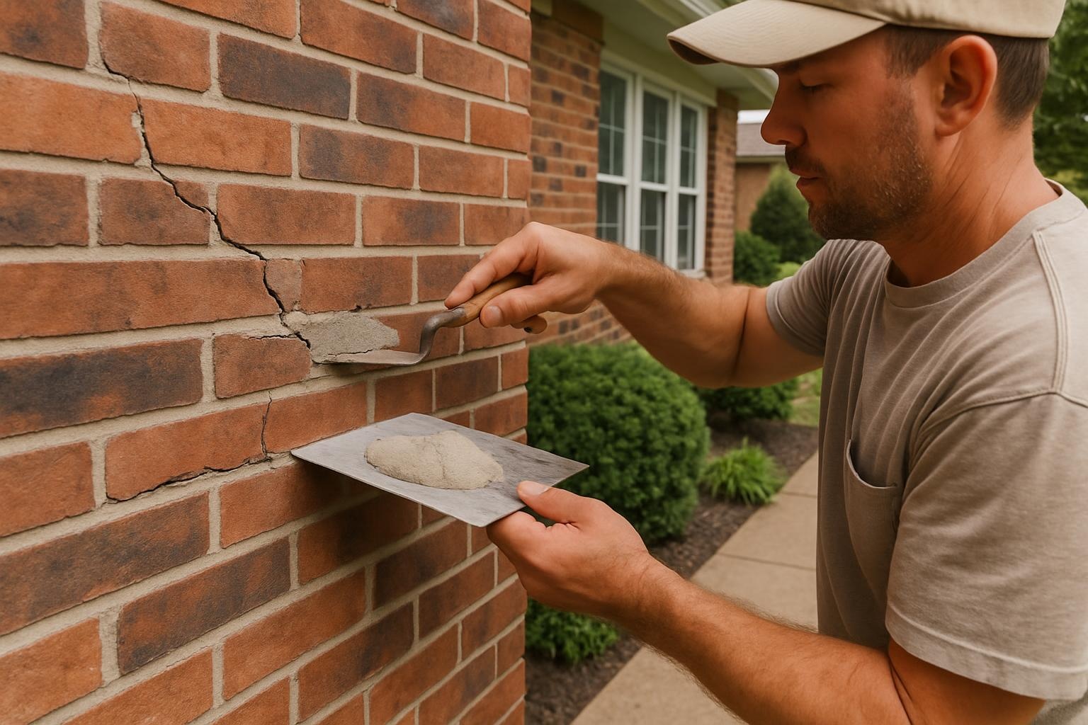 Residential masonry brick and stonework on a home in Evansville, IN