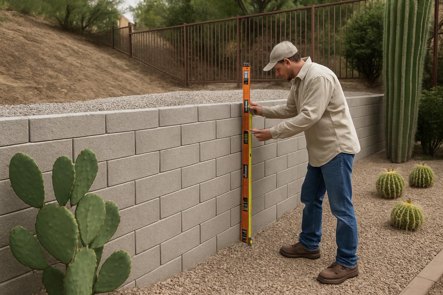 Block masonry retaining wall built by Superior Masonry Tucson in Tucson, AZ