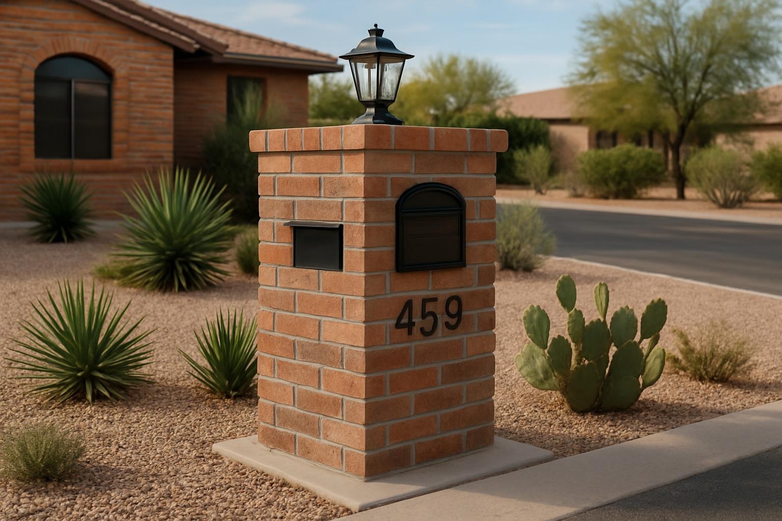 Brick mailbox built by a masonry contractor in Tucson, AZ adding curb appeal and durability