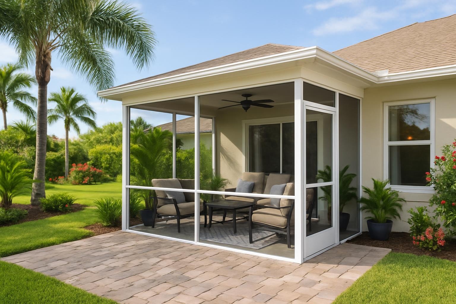 Screened porch installation at a coastal home in Bonita Springs, FL