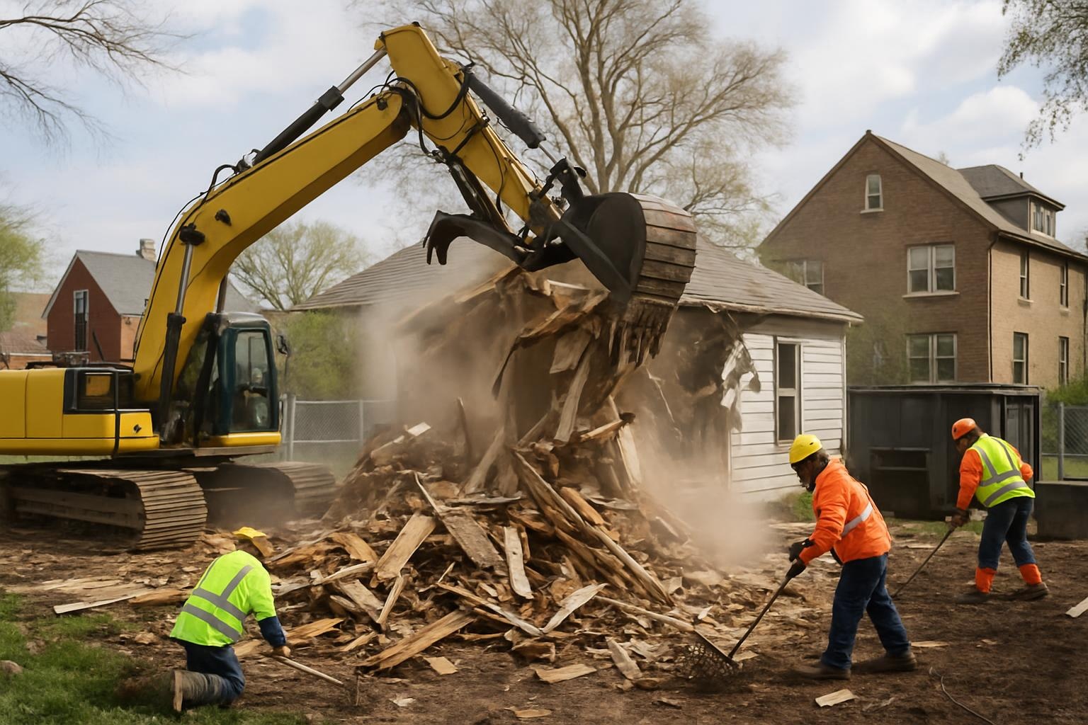 Demolition crew from Titan Demolition Chicago performing safe demolition at a residential property in Chicago
