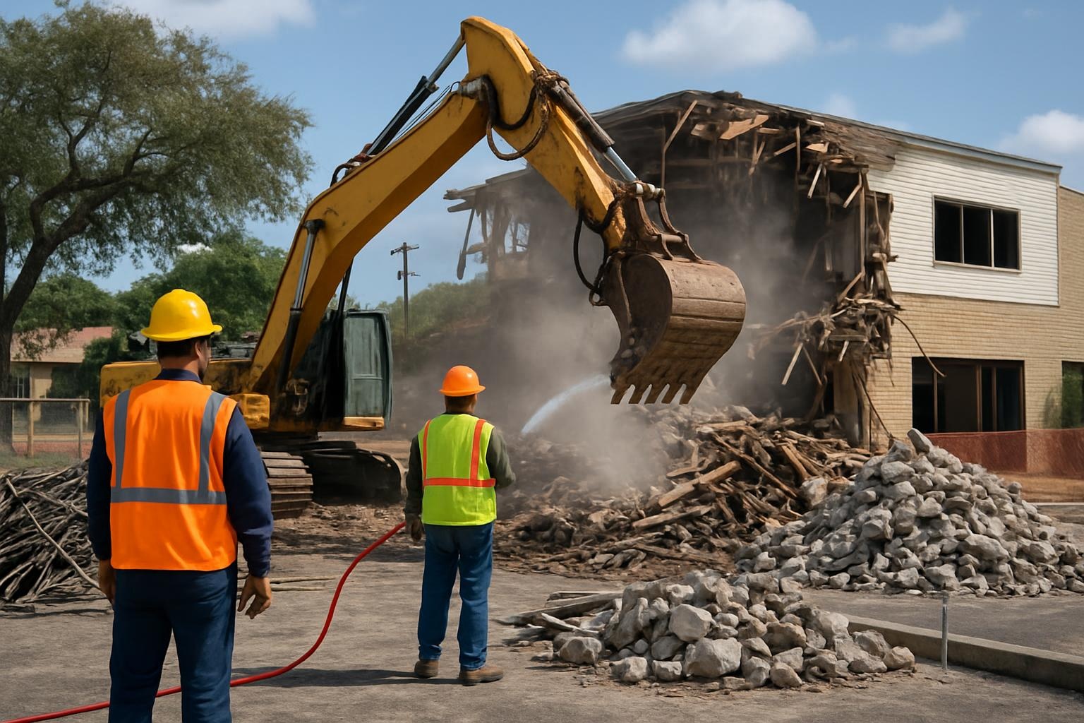 Demolition crew from Titan Demolition San Antonio clearing a residential structure in San Antonio, TX