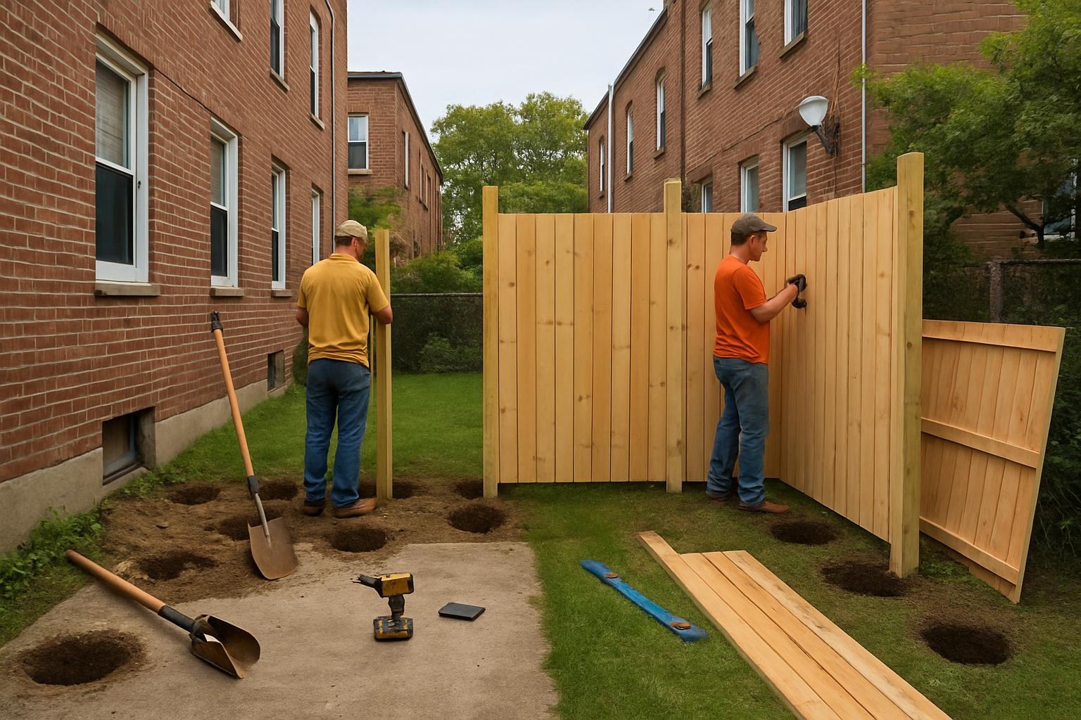 Residential fence installation in Bronx, NY showing new backyard privacy fence