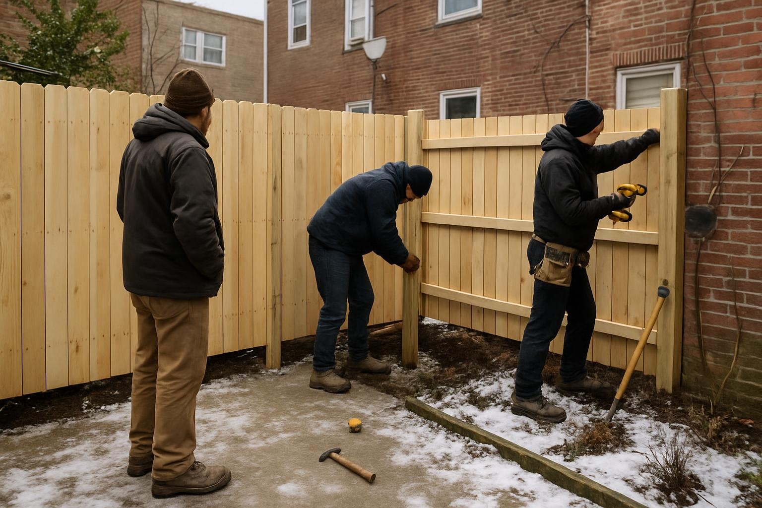 Winter fence installation in Bronx, NY backyard by Truepost Fences Bronx