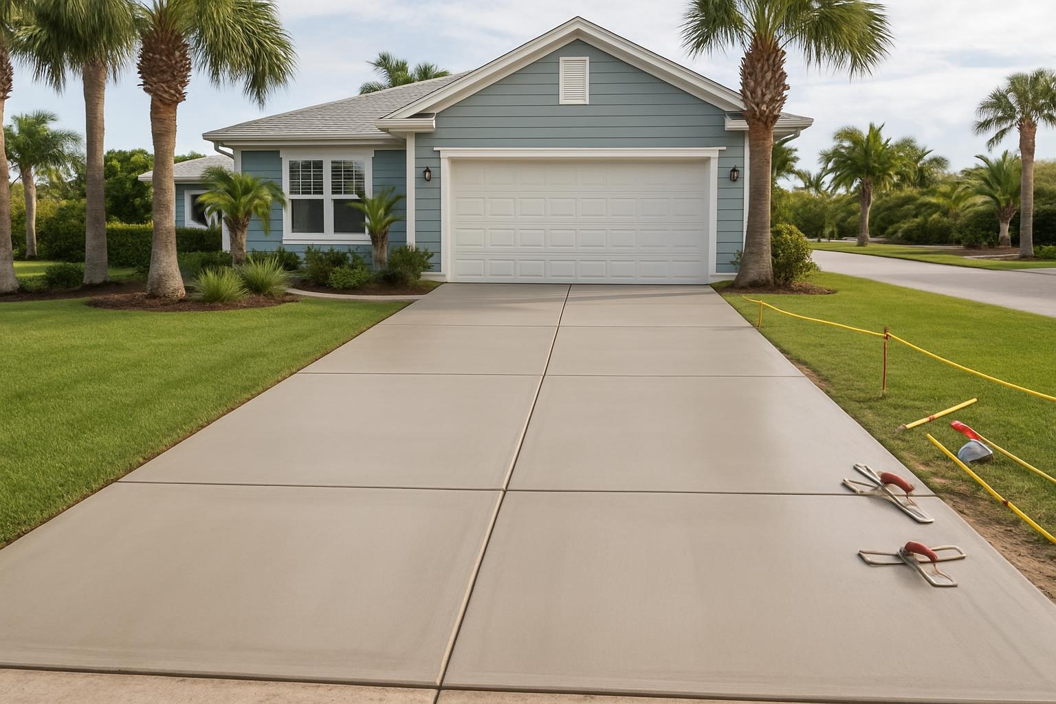 New concrete driveway installed by a concrete contractor in Venice, FL